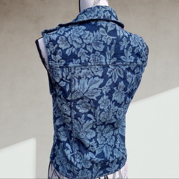 🍋 Forever 21 floral denim vest S-M - Picture 5 of 6